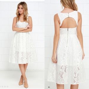 NEW LULU’S | Sweet Rhapsody Ivory Lace Midi Dress